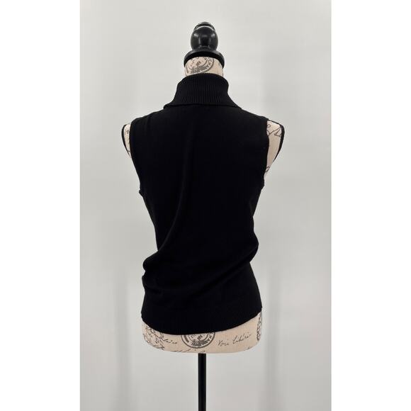 B2 Cable & Gauge Sleeveless Turtleneck Sweater Womens Small Black Knit Layering - Picture 4 of 6